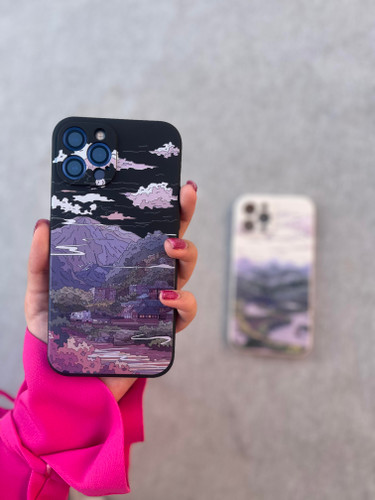 پک دوتایی قاب آیفون شفاف با طرح چشمنواز منظره و بدنه TPU نرم و مقاوم