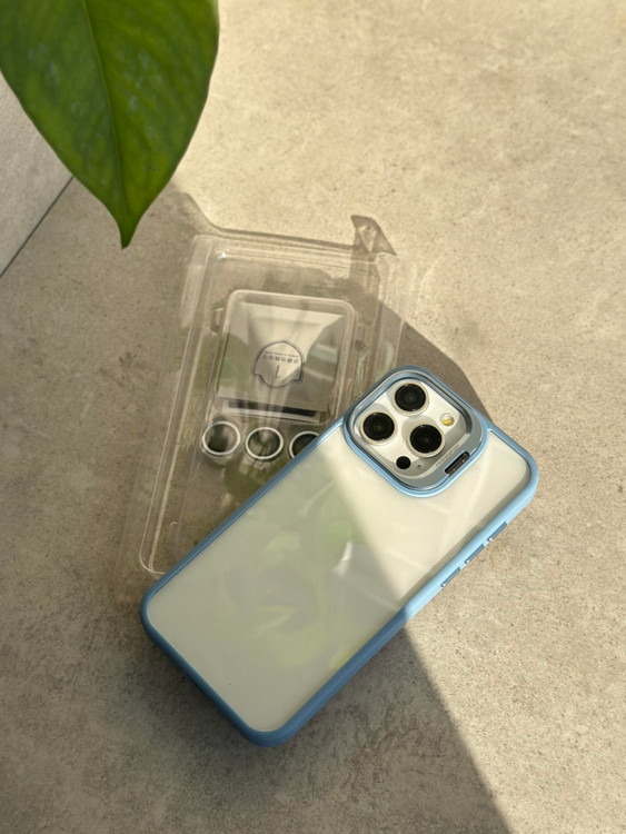 قاب آیفون متال با استند شو و محافظ لنز دوربین