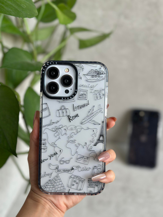 قاب گوشی طرح travel شفاف با استایل مینیمال و ماجراجویانه