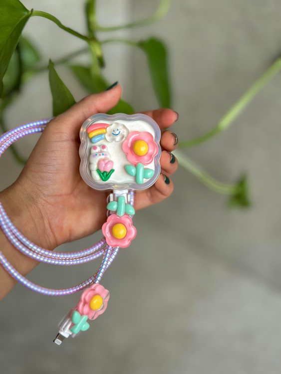 پک محافظ شارژر آیفون طرح گل و خرگوش مناسب آداپتور ۲۰ وات سهپین