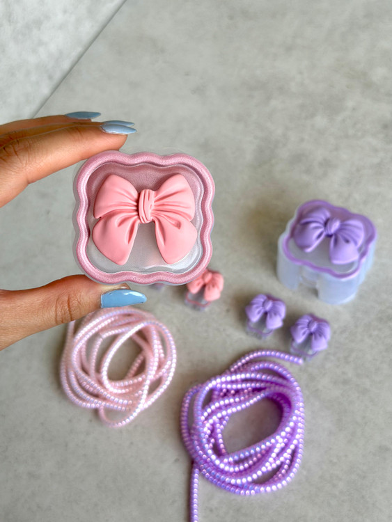 پک محافظ شارژر طرح پاپیون برجسته رنگ صورتی