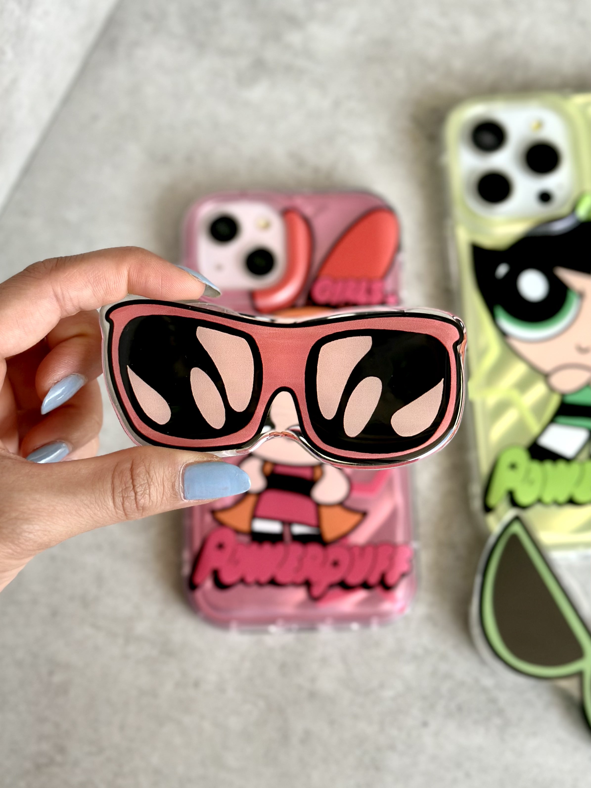 کاور TPU مقاوم با پاپ‌سوکت طرح Powerpuff Girls